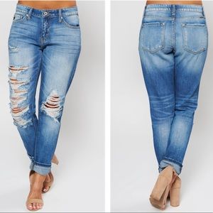 Kancan Boyfriend Distressed Jeans